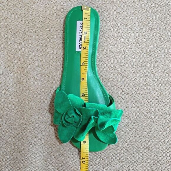 Steve Madden Melena Green Suede Flower Flat Slide Sandals - Size 7.5 - Picture 12 of 12